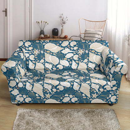 Seashell Print Design LKS308 Loveseat Couch Slipcover