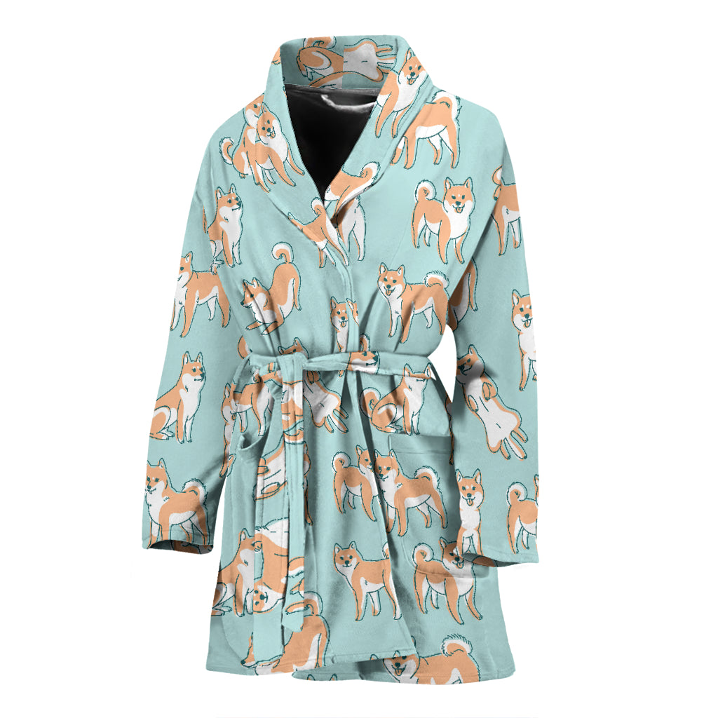 Shiba Inu Print Design LKS304 Women Bathrobe