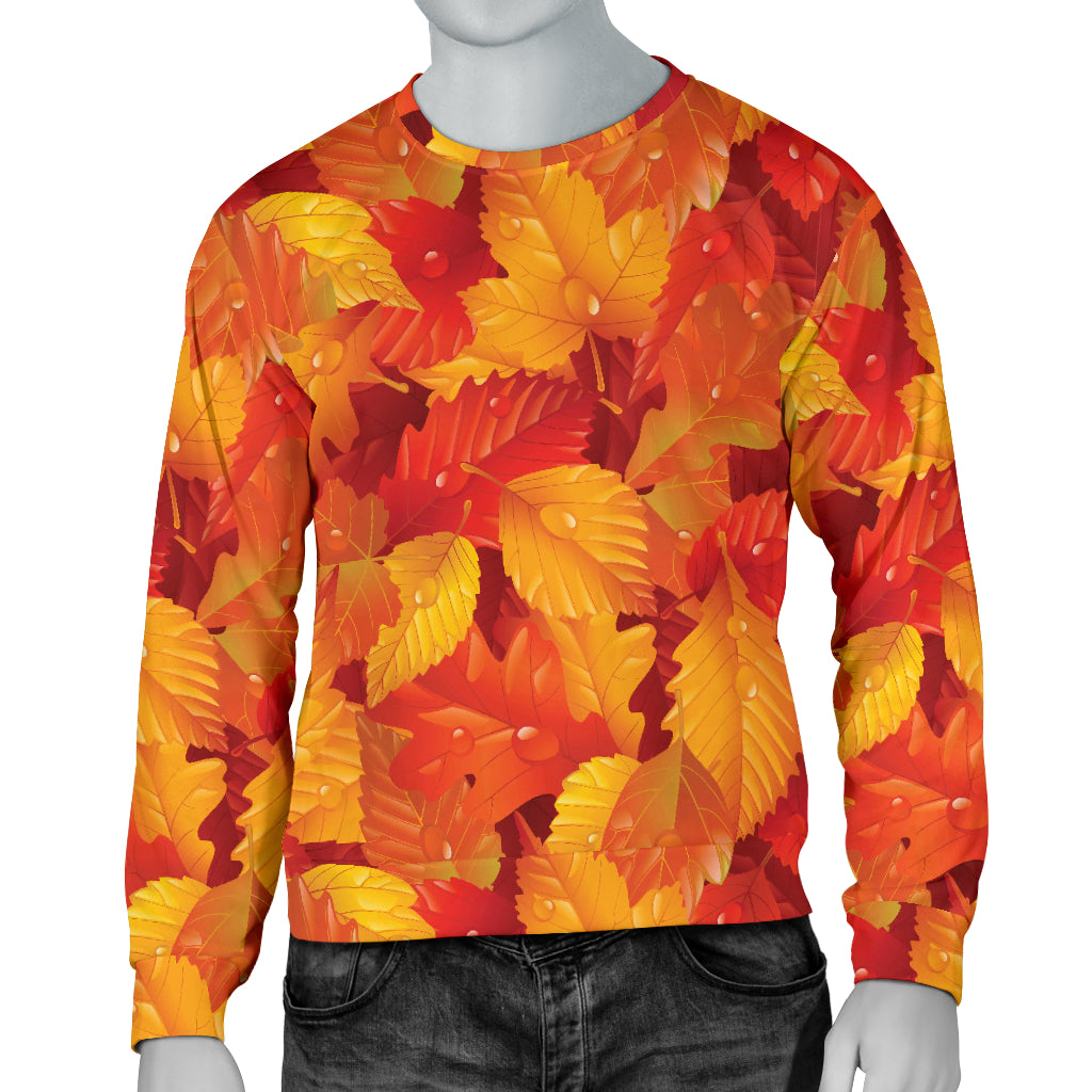Elm Leave Autum Print Pattern Men Long Sleeve Sweatshirt