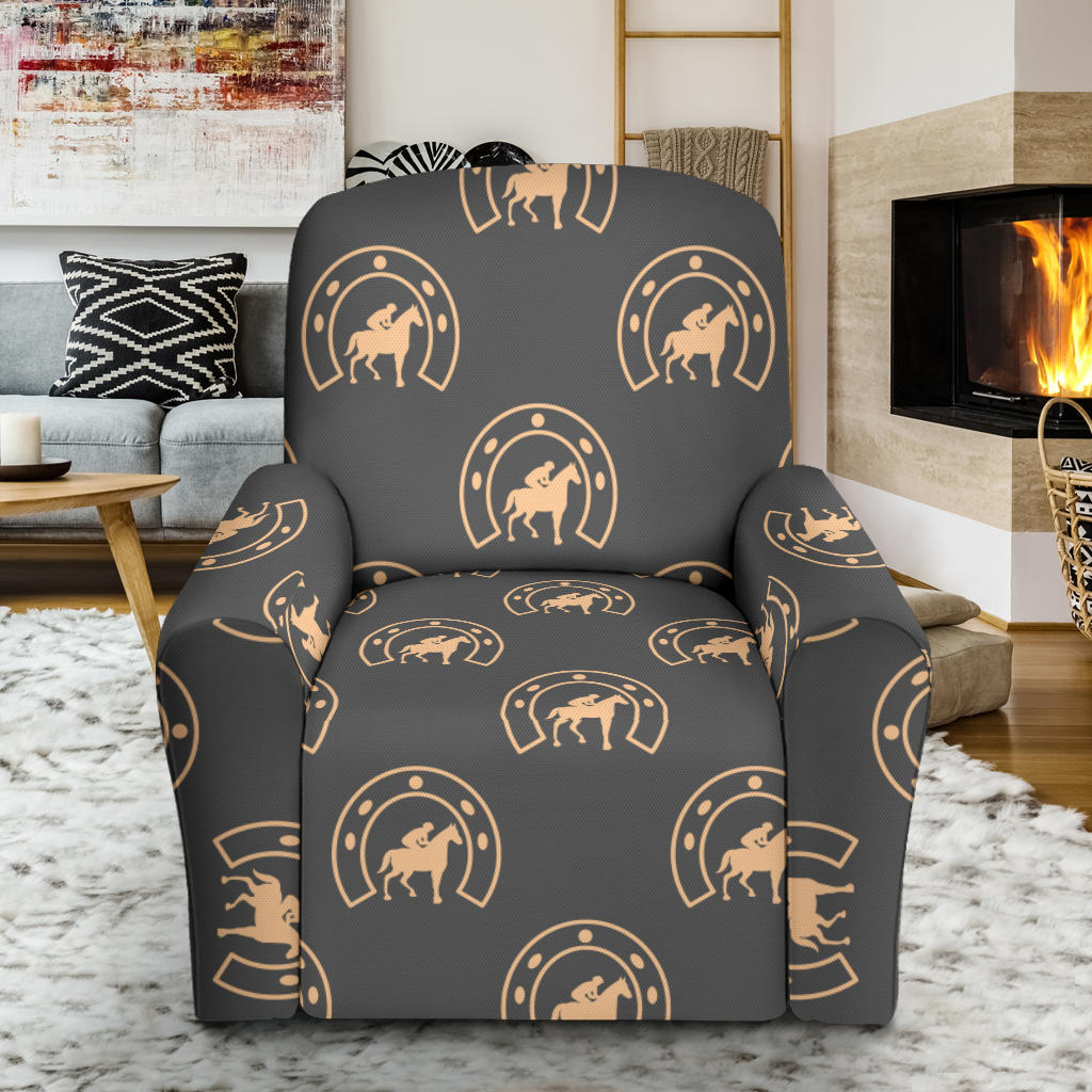 Horseshoe Print Design LKS306 Recliner Slipcover with Pocket