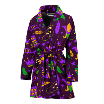 Mardi Gras Pattern Print Design 08 Women Bathrobe