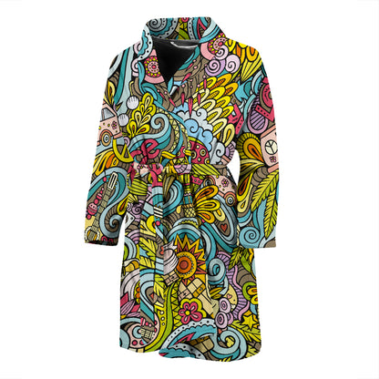 Hippie Print Design LKS301 Men Bathrobe