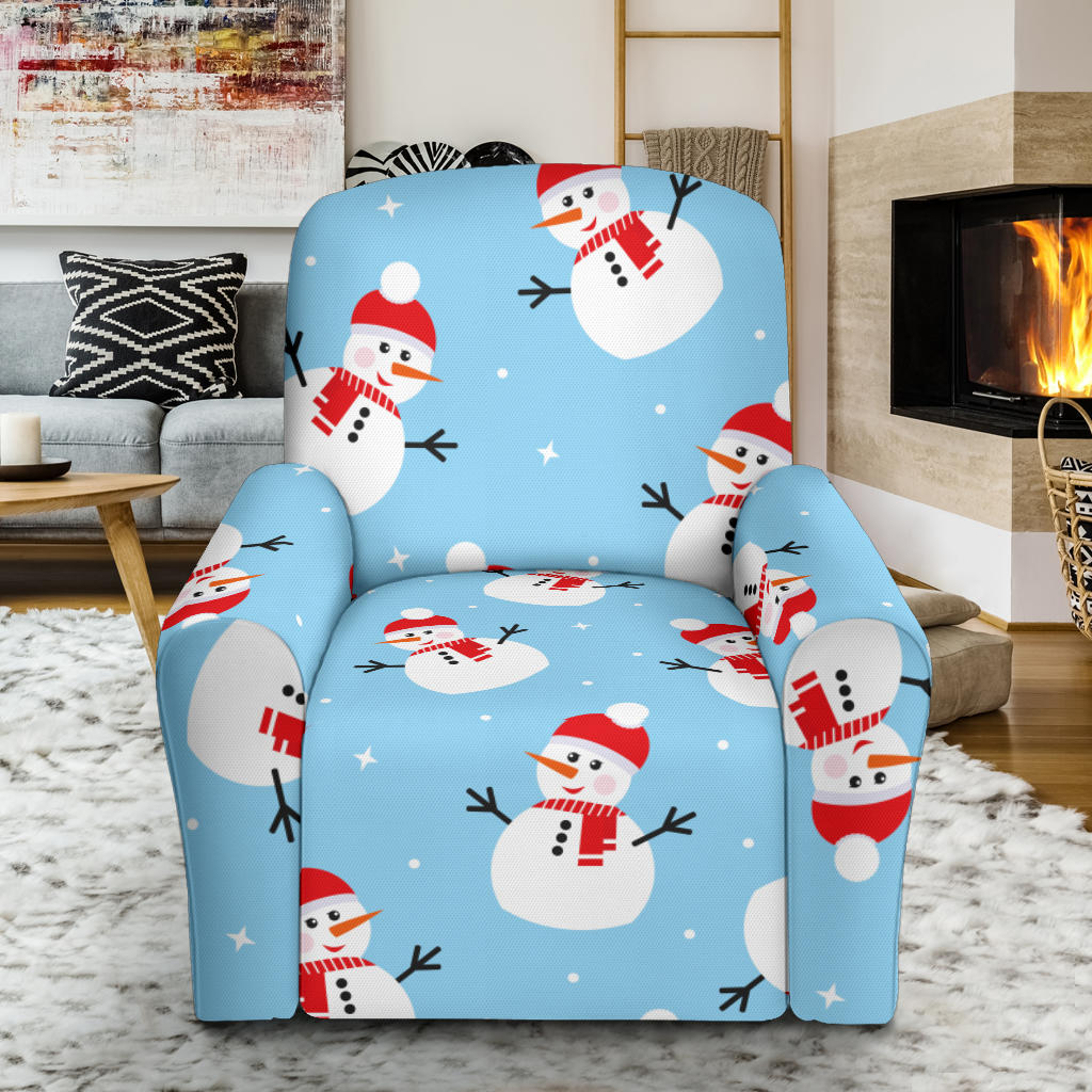 Snowman Print Design LKS305 Recliner Slipcover with Pocket