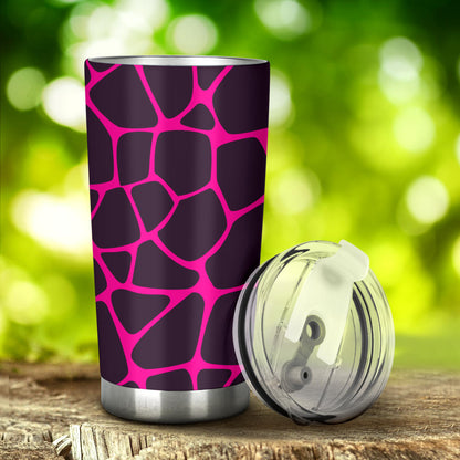 Giraffe Pink Background Texture Print Tumbler
