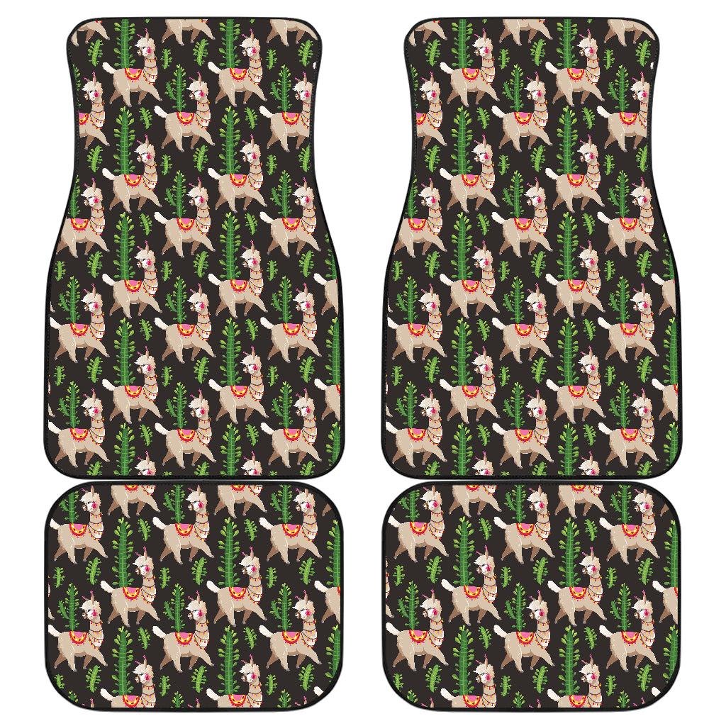 Alpaca Cactus Design Themed Print Car Floor Mats Front Back