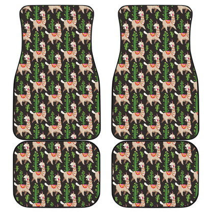 Alpaca Cactus Design Themed Print Car Floor Mats Front Back