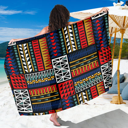 Kente Pattern Print Design 02 Sarong Pareo Wrap