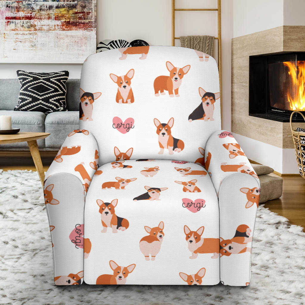 Cardigan Welsh Corgis Pattern Print Design 02 Recliner Slipcover with Pocket