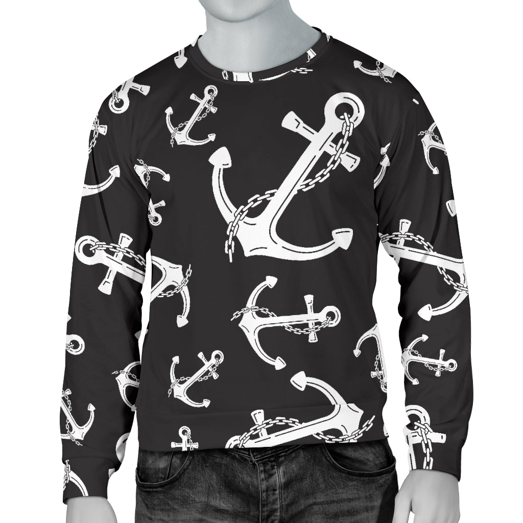 Anchor Black White Men Long Sleeve Sweatshirt