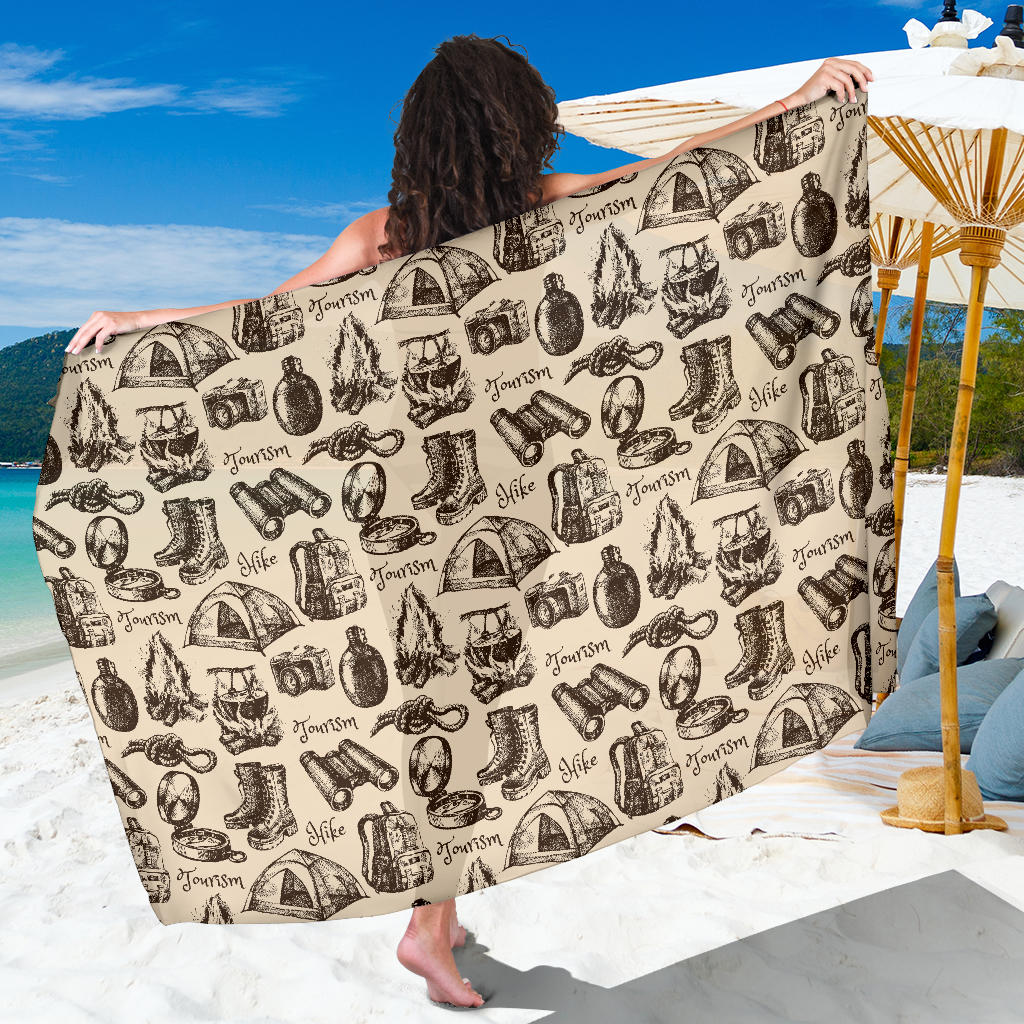 Camping Pattern Print Design 01 Sarong Pareo Wrap