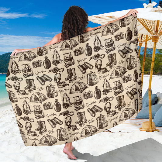 Camping Pattern Print Design 01 Sarong Pareo Wrap