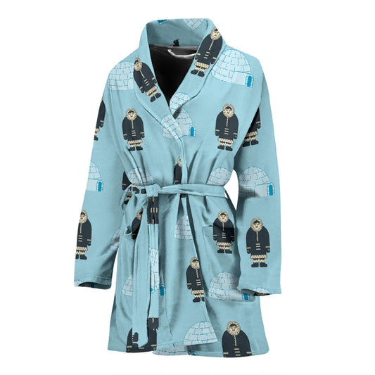 Eskimo Pattern Print Design 03 Women Bathrobe