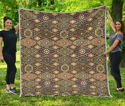 Mandala Motif Themed Design Print Quilt Bedspread