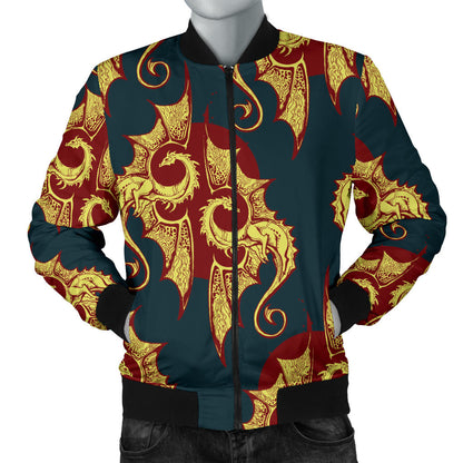 Dragons Gold Design Pattern Men Bomber Jacket