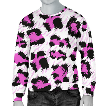 Leopard Pink Skin Print Men Long Sleeve Sweatshirt