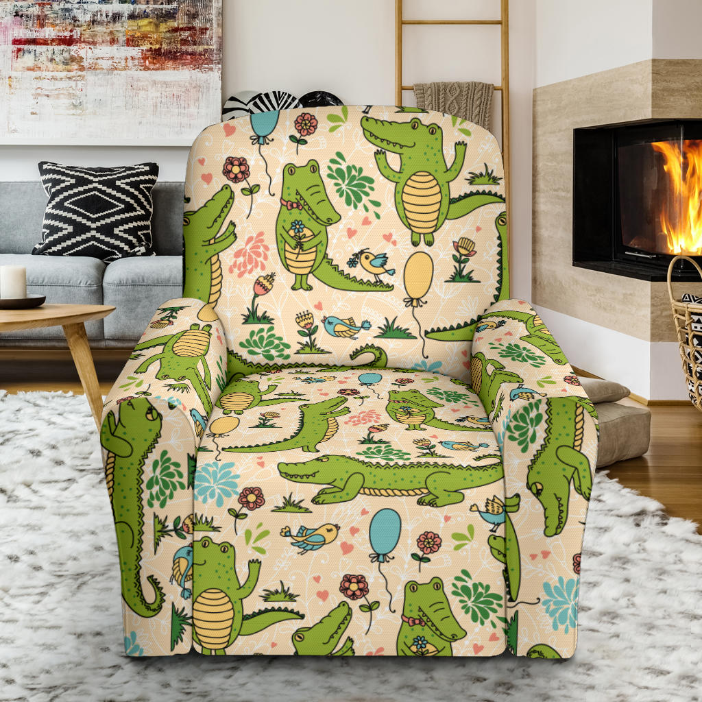 Alligator Pattern Print Design 01 Recliner Slipcover with Pocket