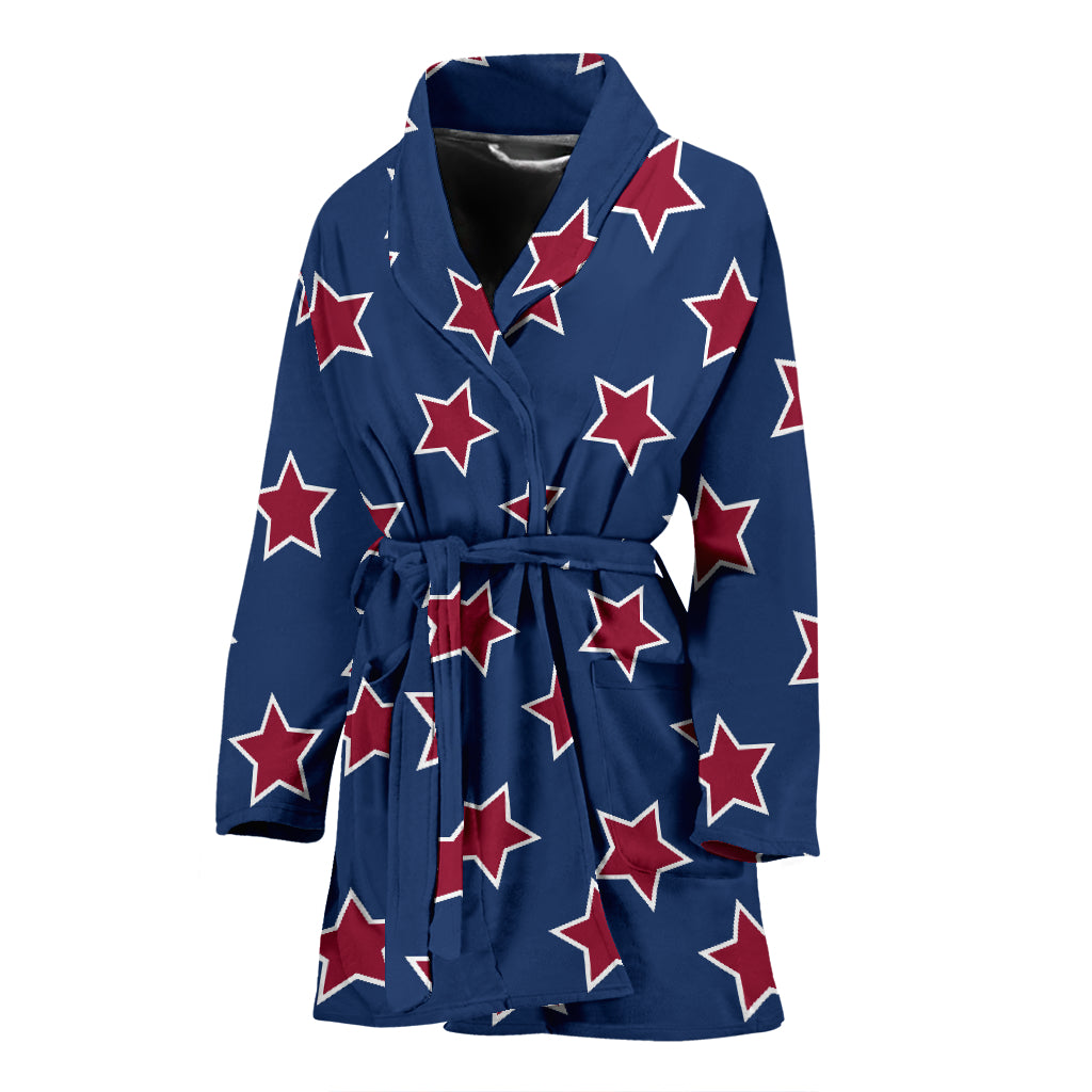 Star Red Blue Print Design LKS301 Women Bathrobe