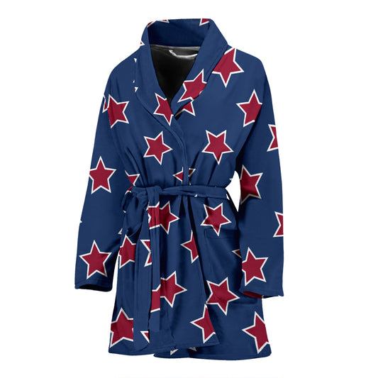 Star Red Blue Print Design LKS301 Women Bathrobe