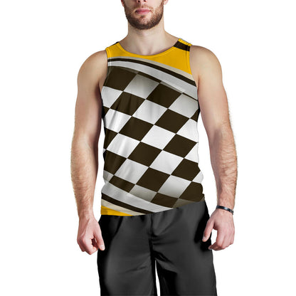 Checkered Flag Racing Style Men Tank Top