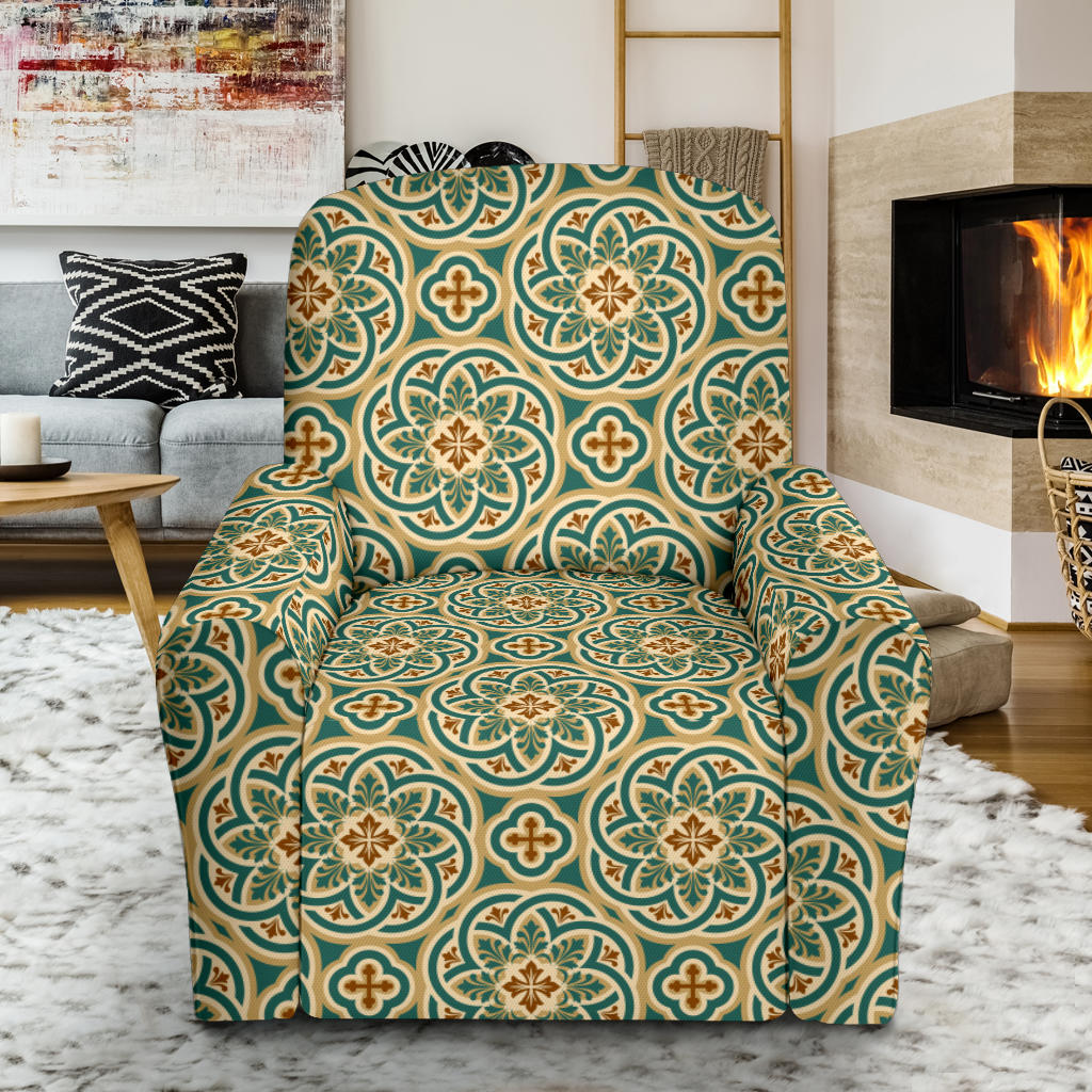 Cross Pattern Print Design 01 Recliner Slipcover with Pocket