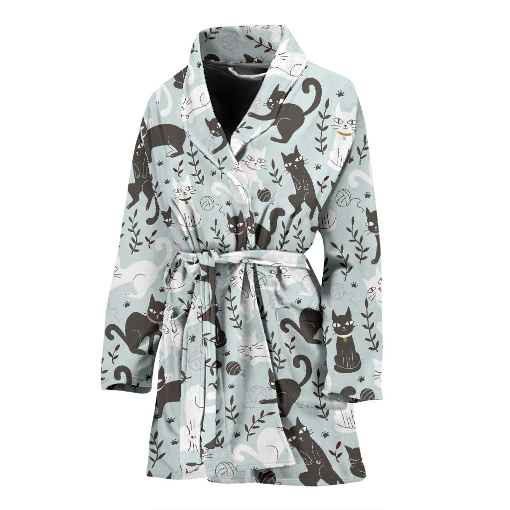 Cat Pattern Print Design 08 Women Bathrobe