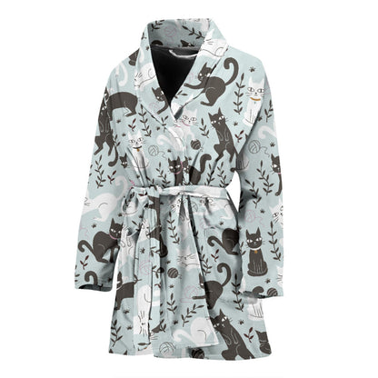Cat Pattern Print Design 08 Women Bathrobe
