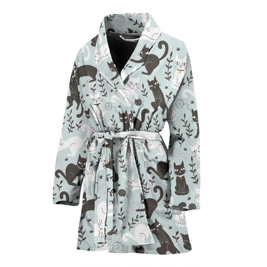 Cat Pattern Print Design 08 Women Bathrobe