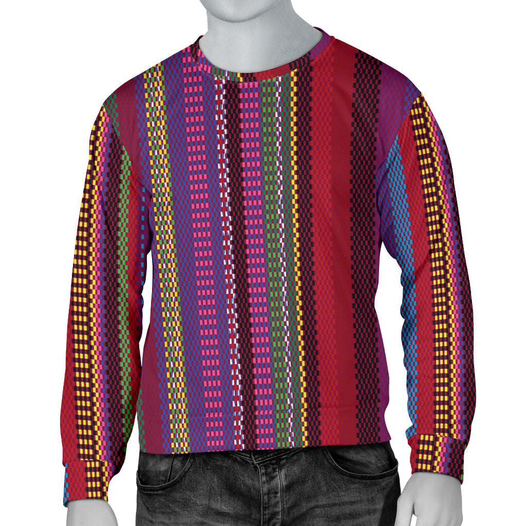 Serape Stripe Print Men Long Sleeve Sweatshirt