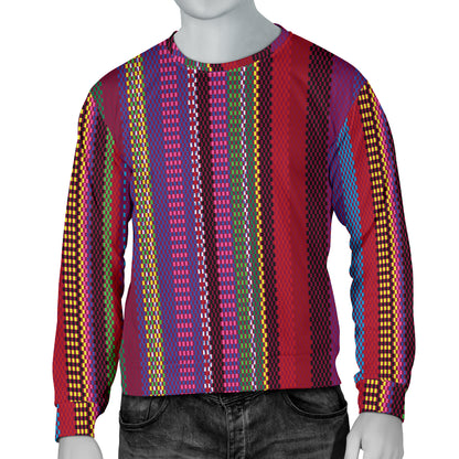 Serape Stripe Print Men Long Sleeve Sweatshirt