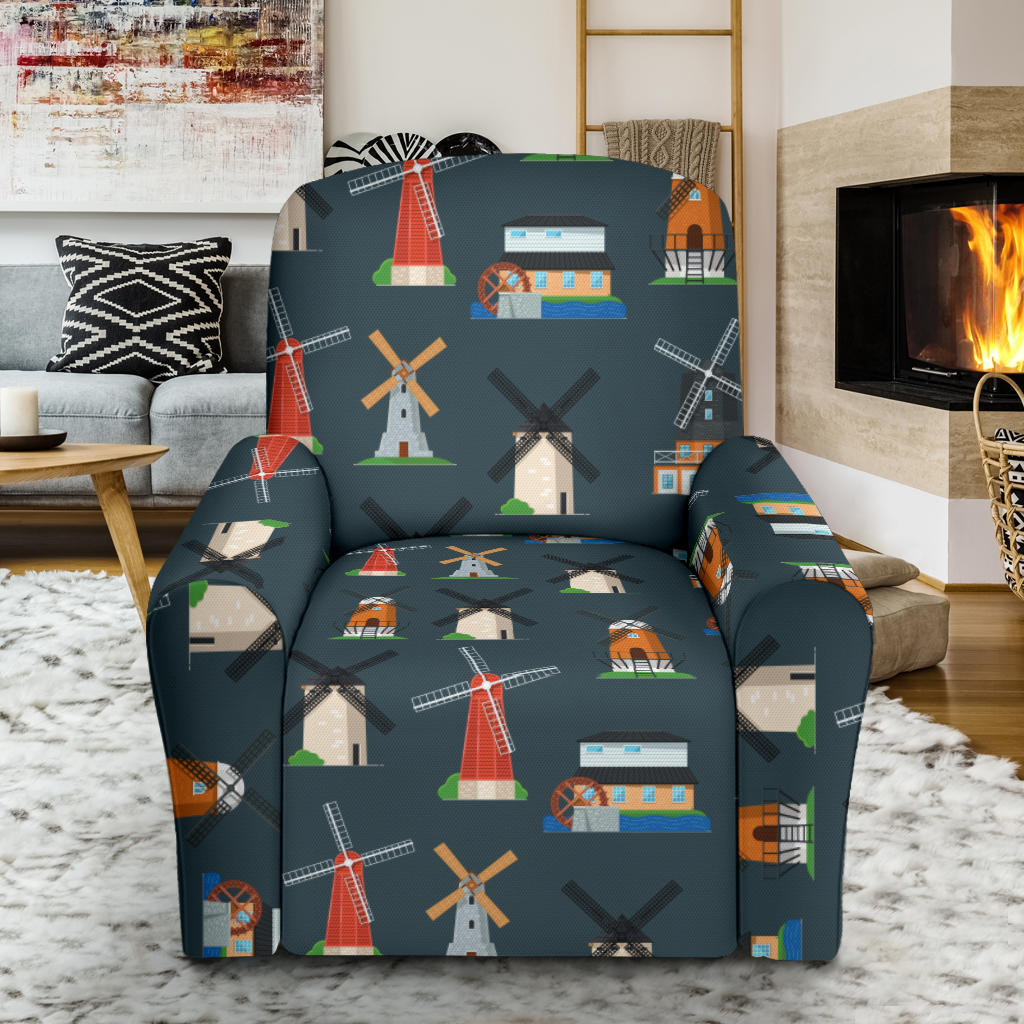 Windmill Pattern Print Design 04 Recliner Slipcover with Pocket