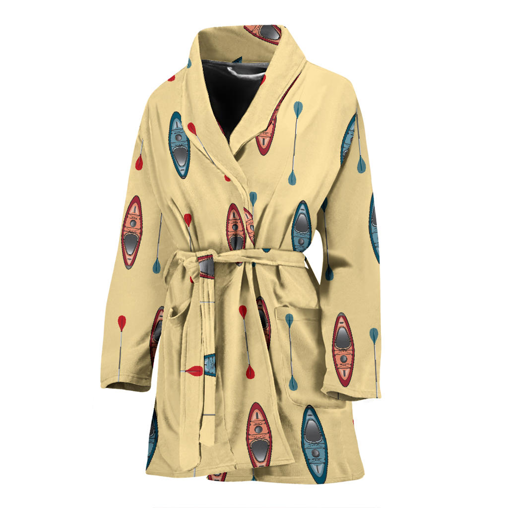 Kayak Pattern Print Design 02 Women Bathrobe