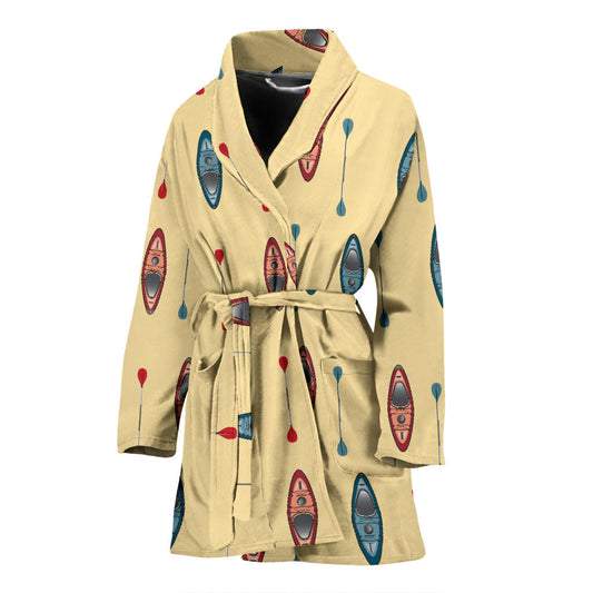 Kayak Pattern Print Design 02 Women Bathrobe