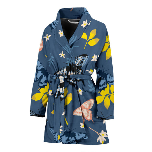 Monarch Butterfly Pattern Print Design 02 Women Bathrobe