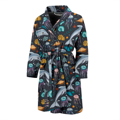 Underwater Dolphin Print Design LKS304 Men Bathrobe