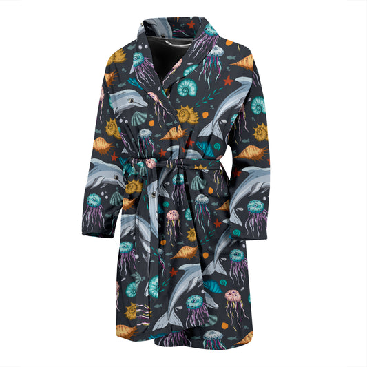 Underwater Dolphin Print Design LKS304 Men Bathrobe