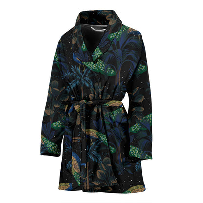 Rainforest Peacock Pattern Print Design A04 Women Bathrobe
