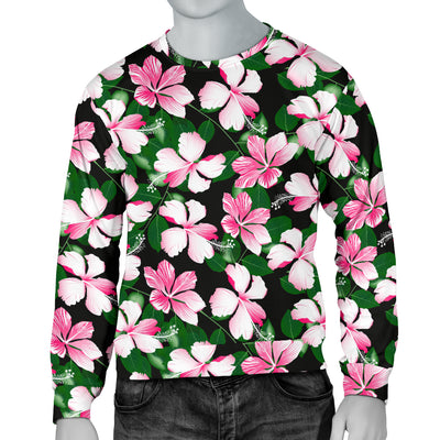 Hibiscus Pink Flower Hawaiian Print Men Long Sleeve Sweatshirt