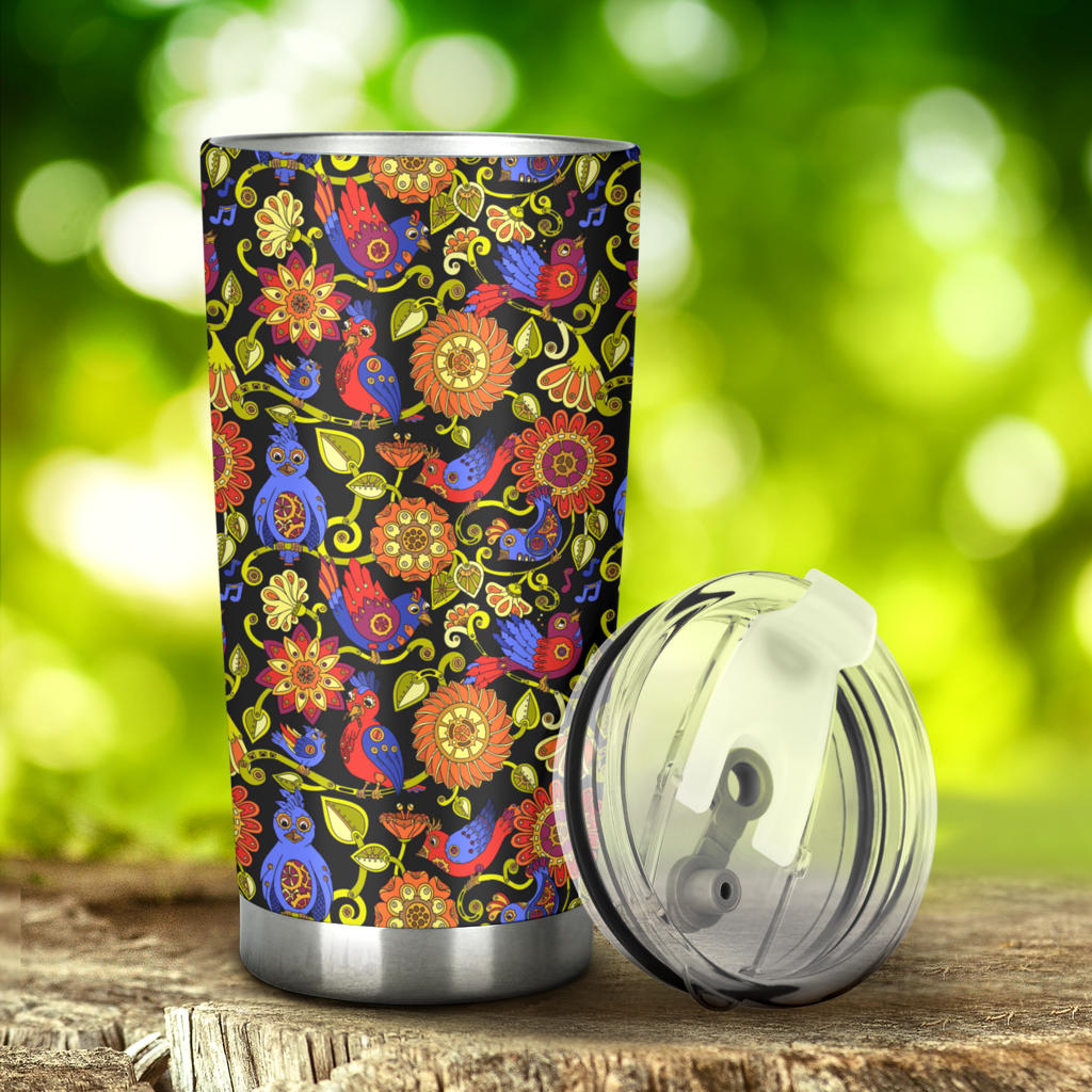 Steampunk Bird Design Themed Print Tumbler