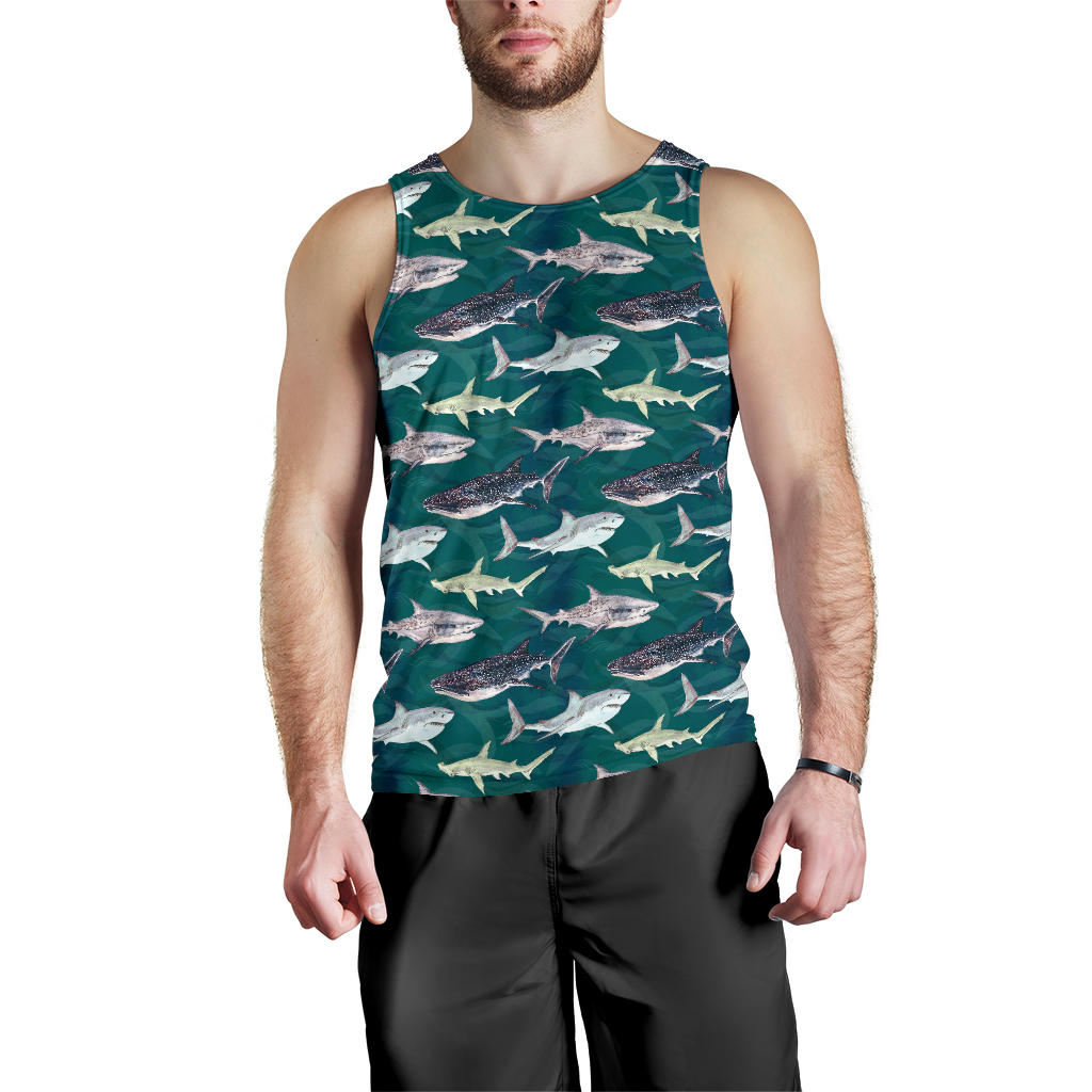 Shark Style Print Men Tank Top