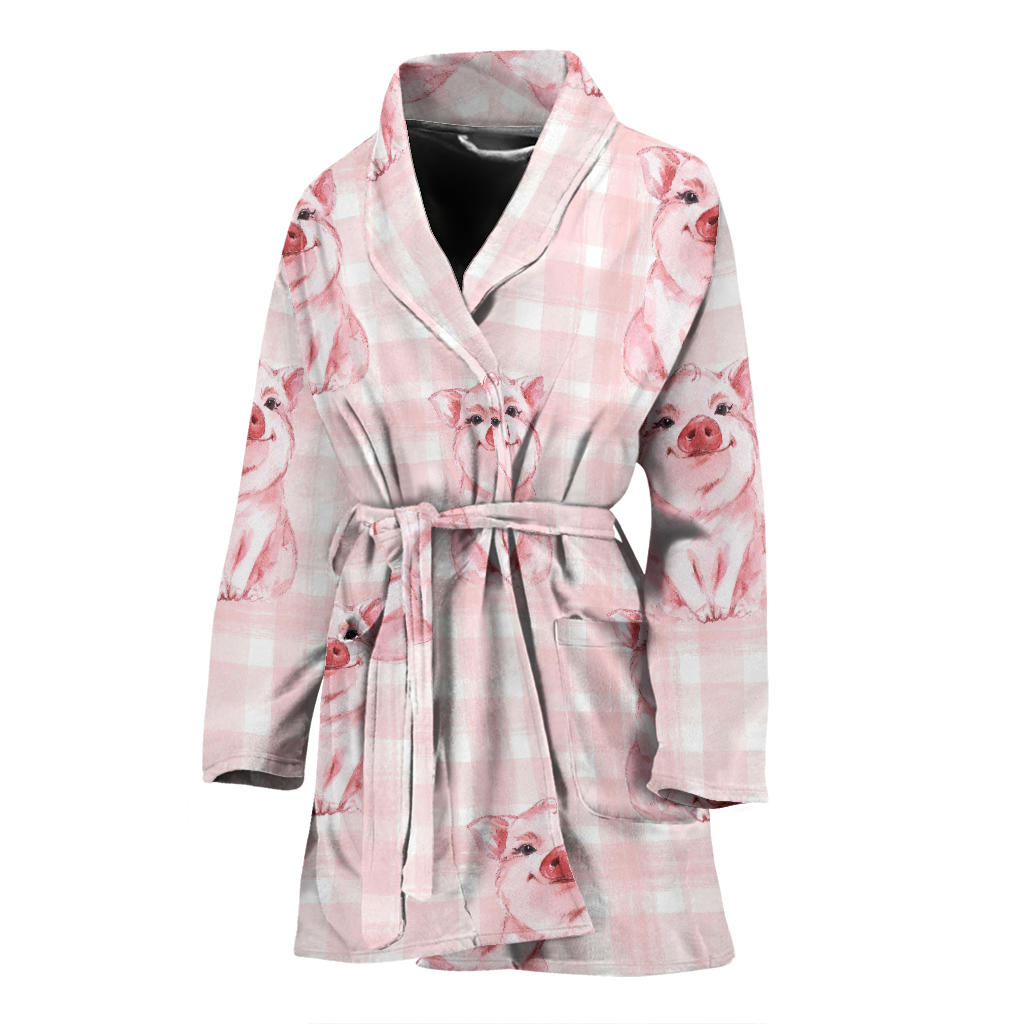 Pig Baby Pattern Print Design 01 Women Bathrobe