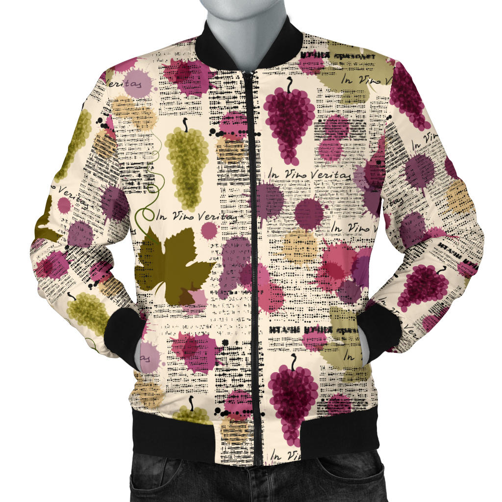 Wine Style Design Print Men Bomber Jacket