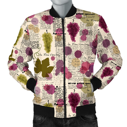 Wine Style Design Print Men Bomber Jacket