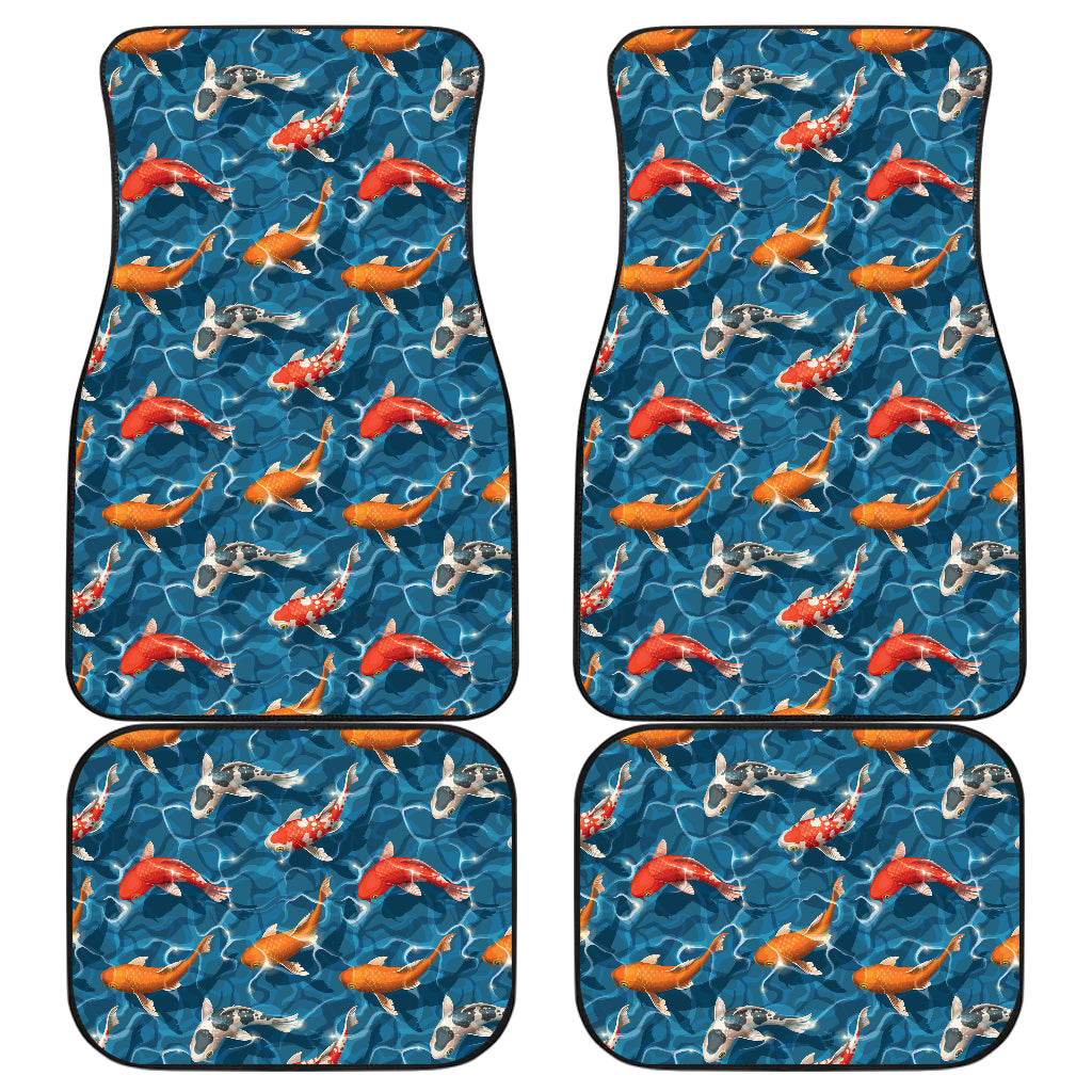 Koi Carp Water Design Themed Print Car Floor Mats Front Back