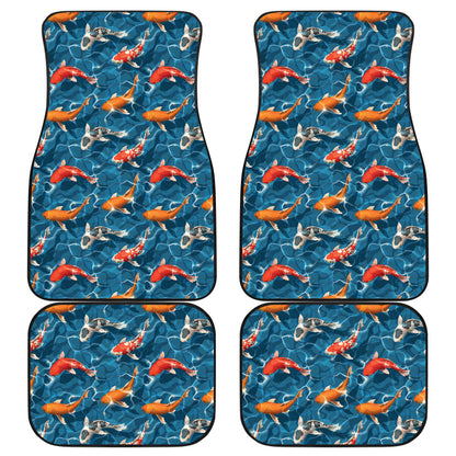 Koi Carp Water Design Themed Print Car Floor Mats Front Back