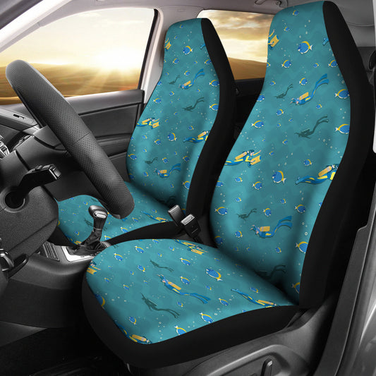Scuba Driving Pattern Print Design LKS306 Car Seat Covers