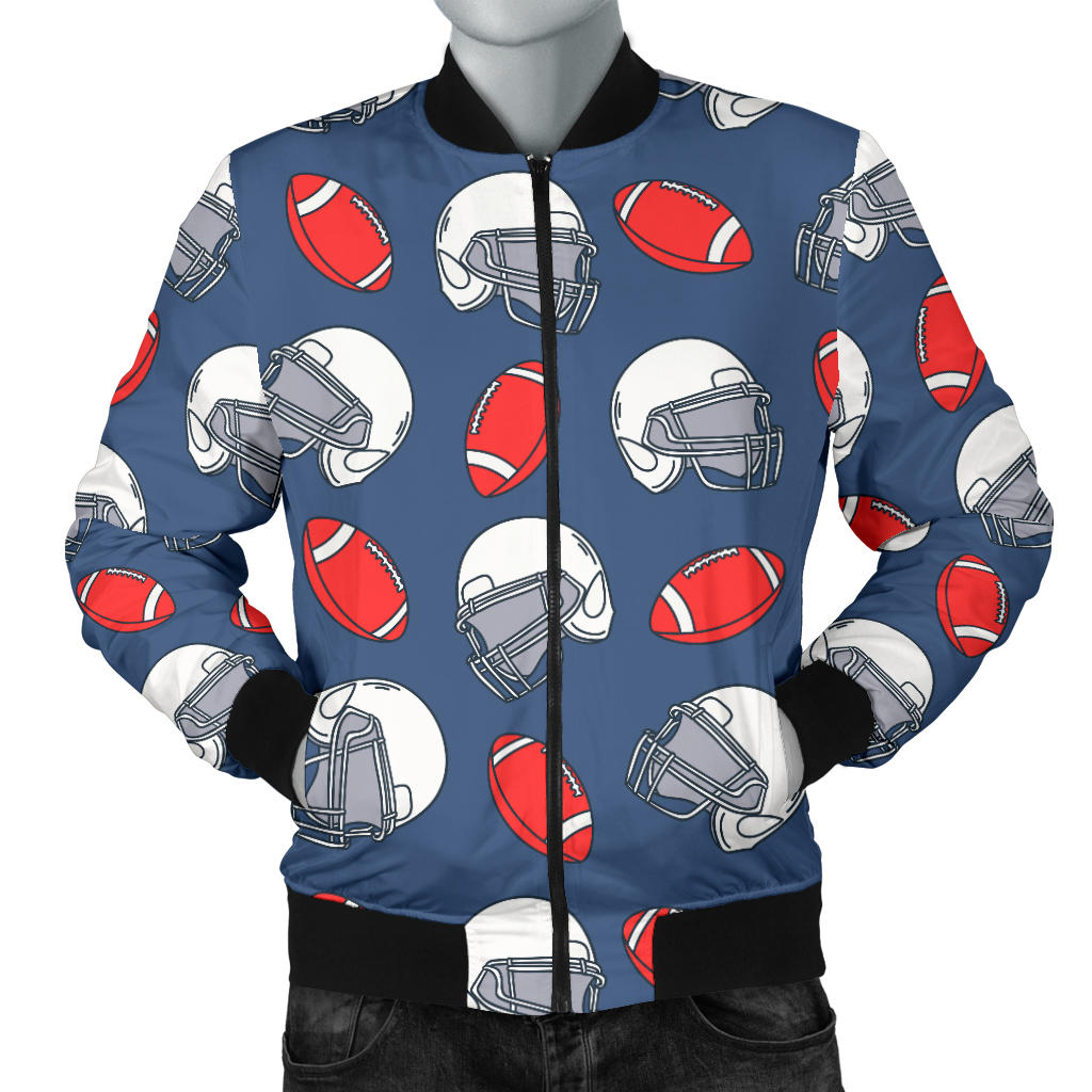 American Football Helmet Design Pattern Men Bomber Jacket