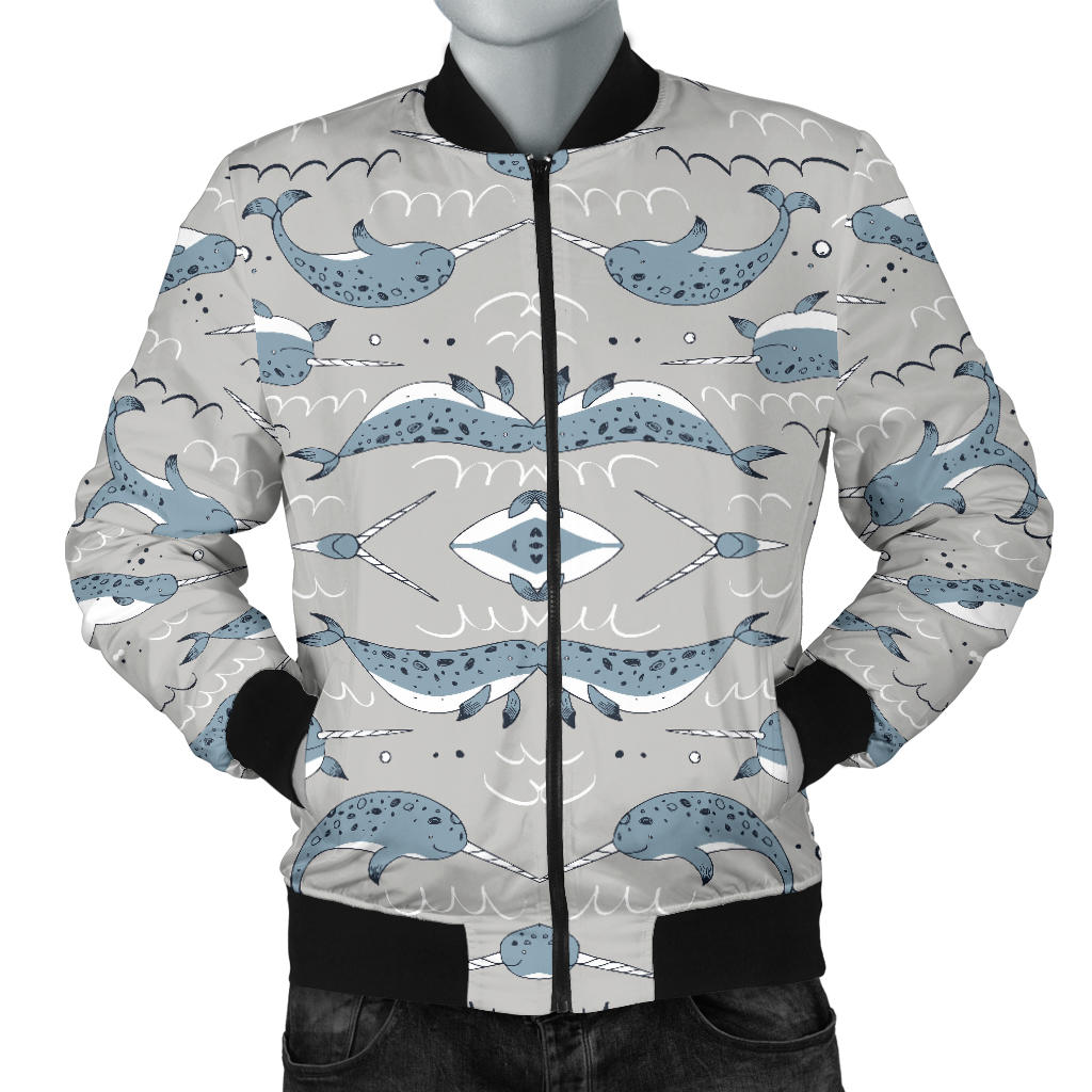 Narwhal Pattern Print Men Bomber Jacket