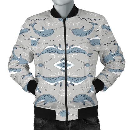 Narwhal Pattern Print Men Bomber Jacket
