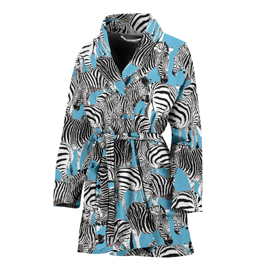 Zebra Print Design LKS305 Women Bathrobe