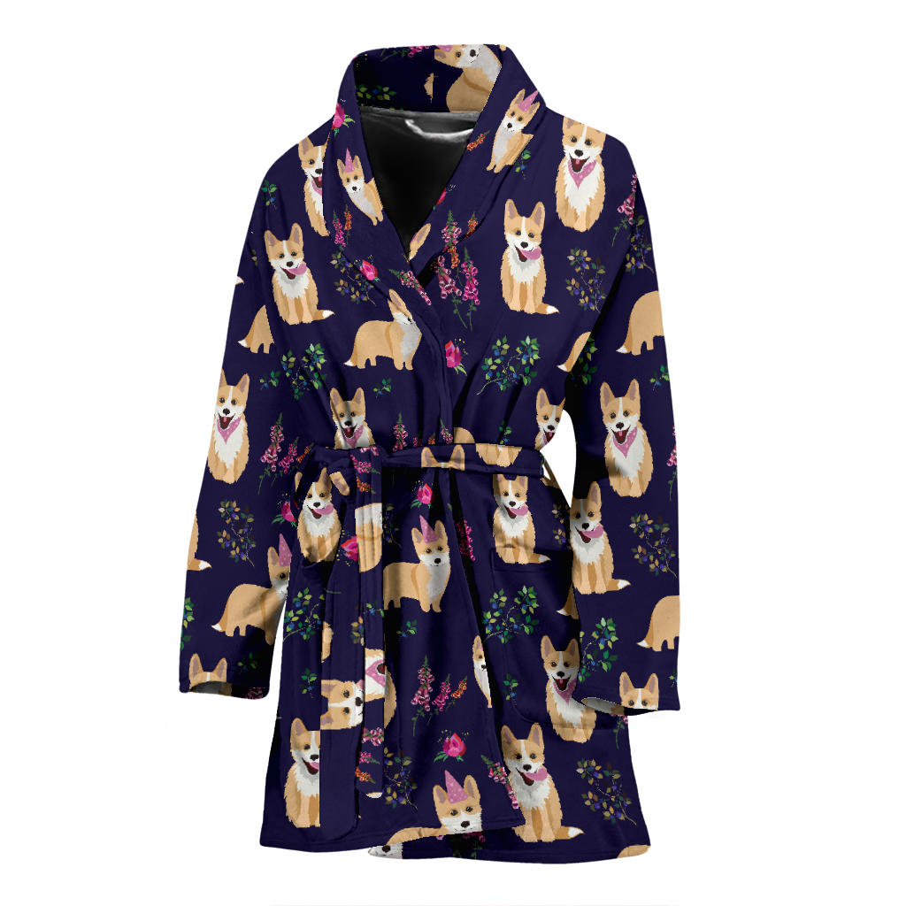 Pembroke Welsh Corgis Pattern Print Design A06 Women Bathrobe